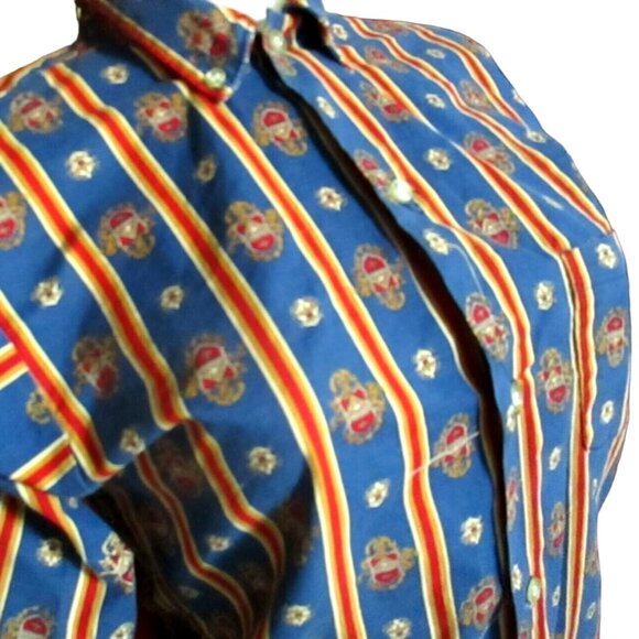 Small Vintage Women's 1970's Shirt groovy Prep School Striped Button-Up - Picture 1 of 5